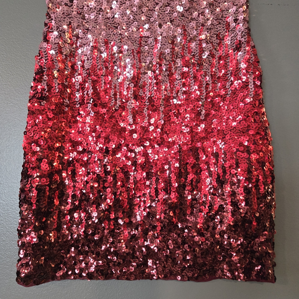 Sparkling Sequin Mini Skirt - Red ombre